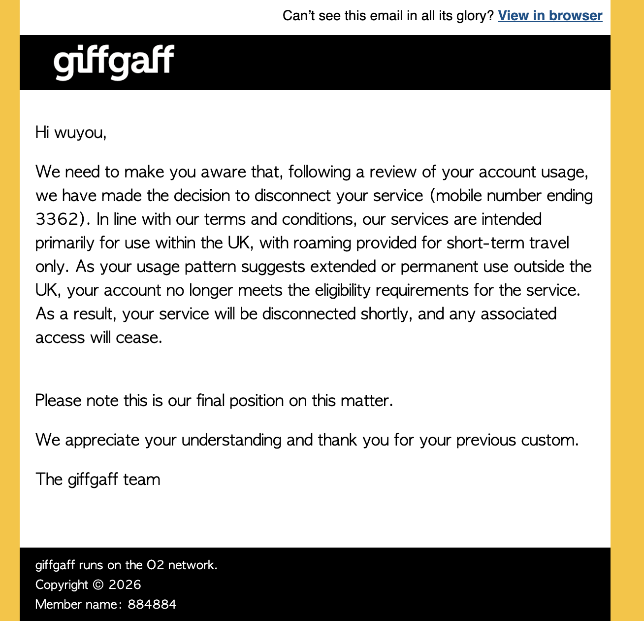 Giffgaff 登录与仪表盘界面